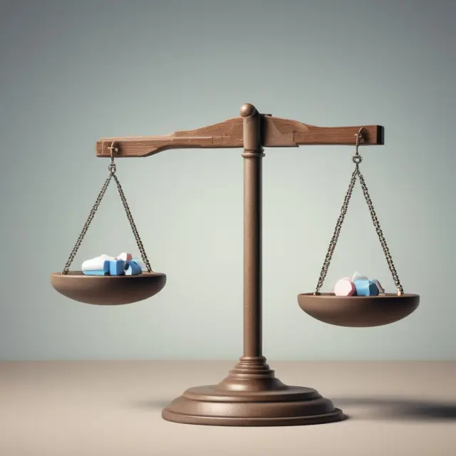 A balance scale with limit orders represented by weights on one side and market orders on the other, demonstrating the contrast between price control and speed.