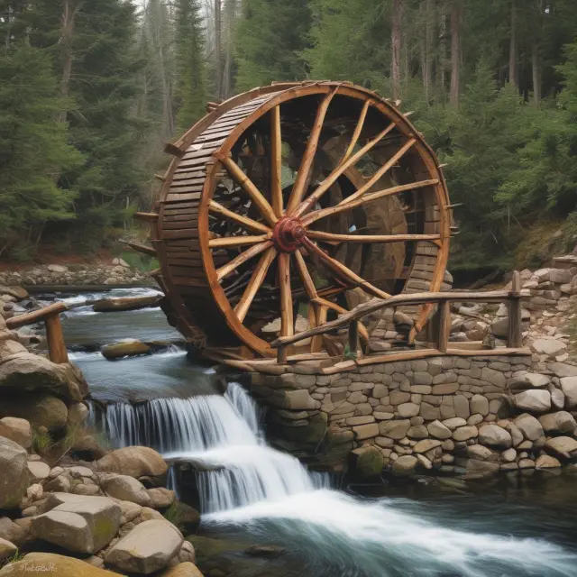 A waterwheel representing Lindahl Tax with each person