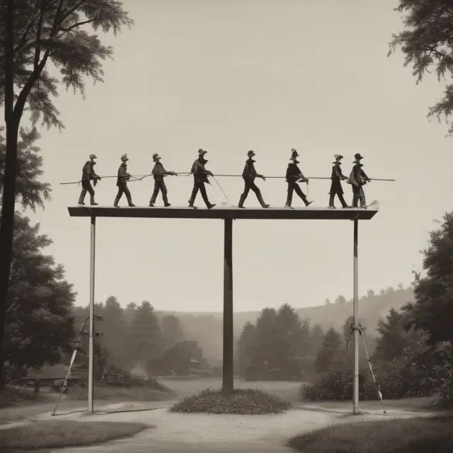 Individuals on a seesaw representing Lindahl equilibrium, emphasizing fair cost sharing and balanced public goods provision