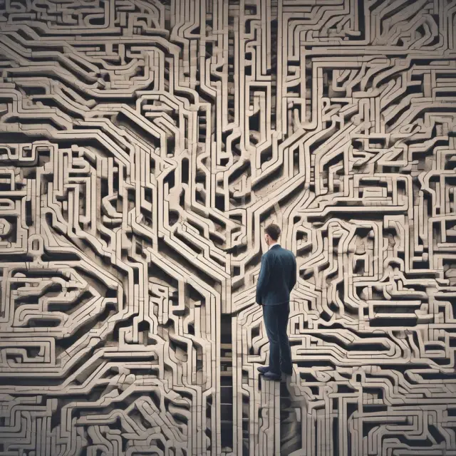 An employee navigates a labyrinth of lines illustrating different industries to understand line of business limitations and their consequences for fringe benefits.