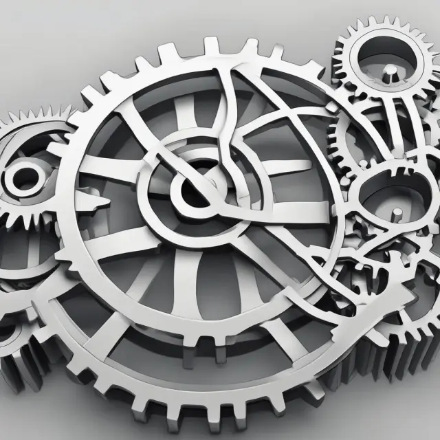 Two interconnected gears symbolizing distinct business divisions: one applying taxes to the other due to Line of Business Limitations