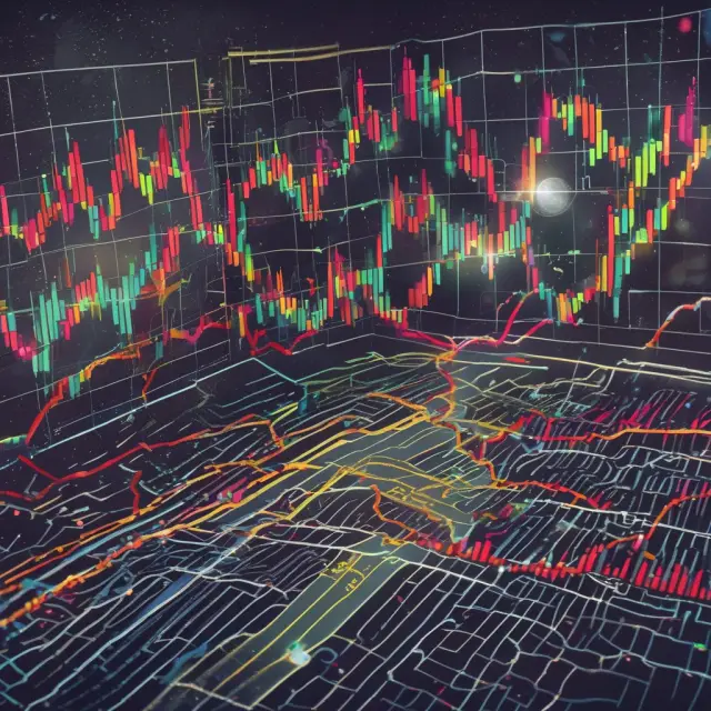 An orchestra with conductors representing LWMA, RSI, MACD, and Bollinger Bands, playing their unique melodies to create a harmonious trend analysis