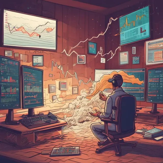 An investor studying a chart with LWMA lines showing various trend signals in the stock market