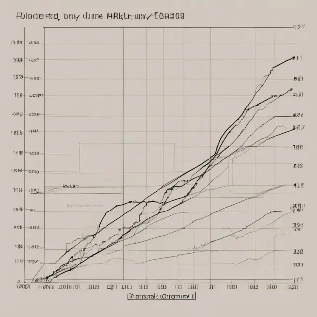 Plot showing historical stock price data and linear trendline representing the relationship between time and price