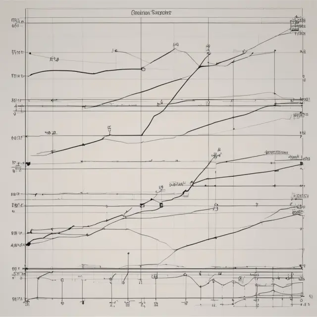 Visual representation of line charts (simple) compared to bar charts (detailed), candlestick charts (complex), and point & figure charts (focused on price)