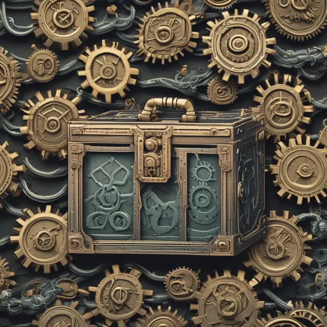 Two gears intertwined signify secured lines of credit, while an open treasure chest represents unsecured LOCs - an image illustrating financial flexibility.