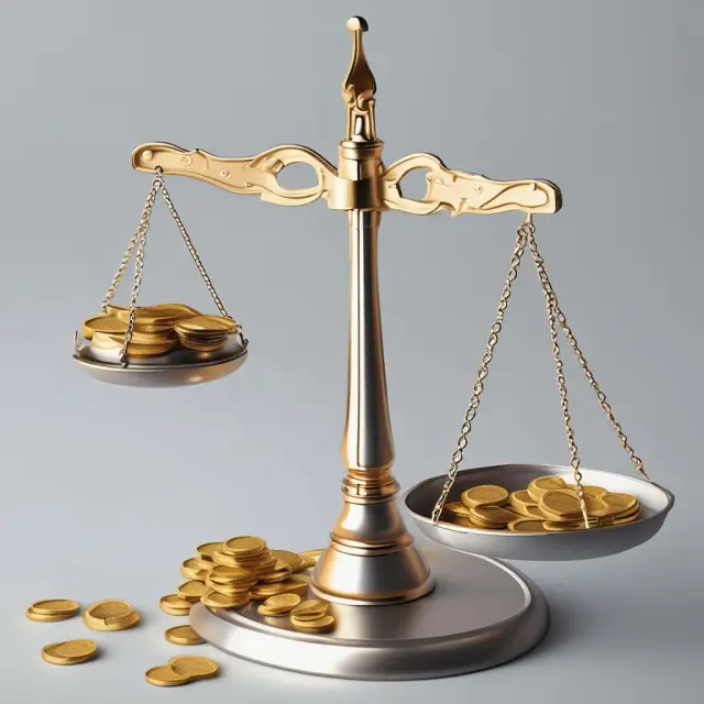 Gold coins representing secured LOCs and silver coins for unsecured LOCs on a balance scale, illustrating the comparison between these two types