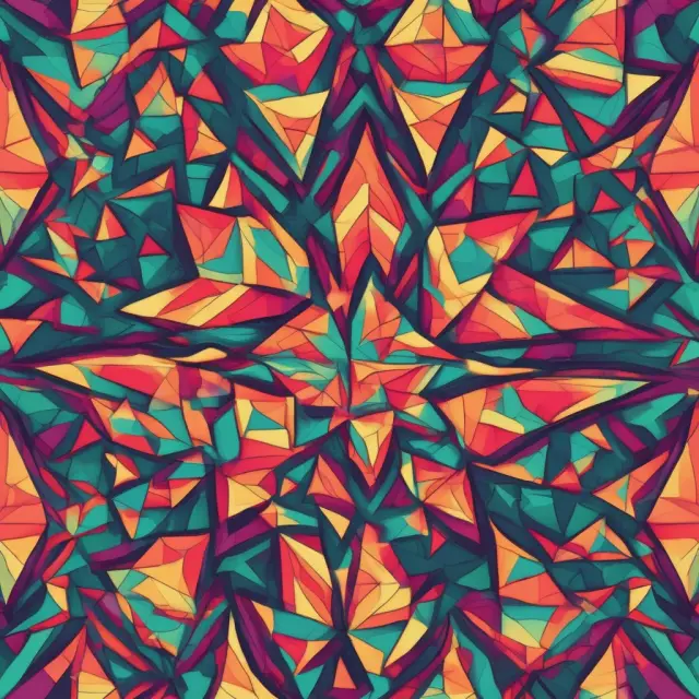A colorful kaleidoscope with alternating triangles signifying the dynamic and constantly changing trends within liquid alternatives.