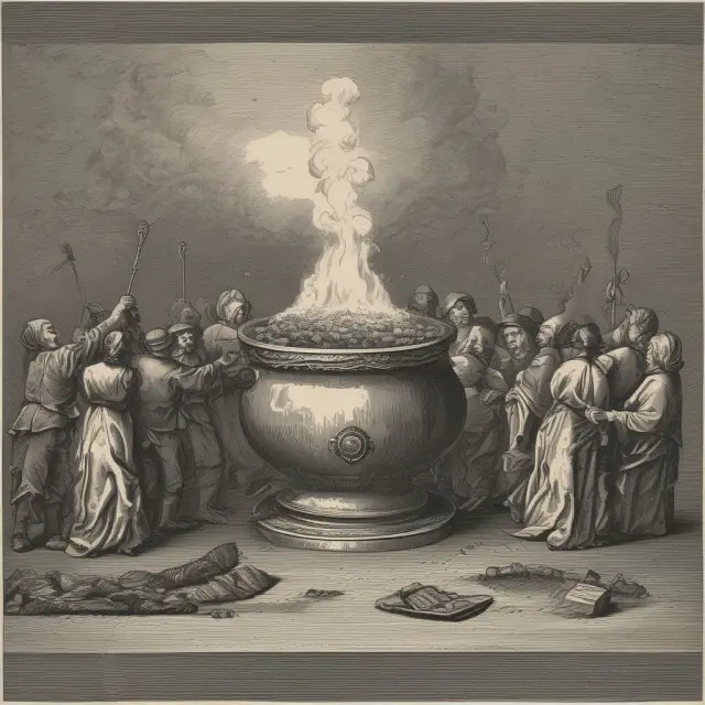 Metaphorical representation of converting diverse assets into cash through the historical process of liquidation