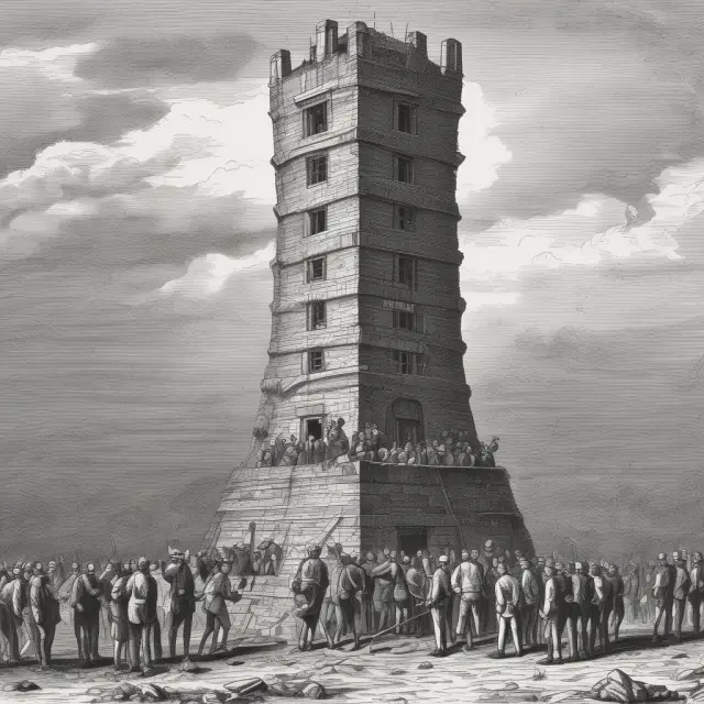 An image of shareholders collecting their shares during the distribution of liquidating dividends from the collapsing tower representing the company