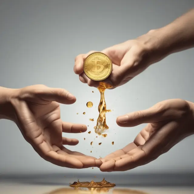 Shareholders receiving gold coins in hand as a corporation dissolves and distributes its capital base