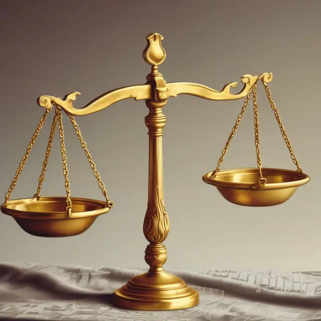 Golden scale with stock prices on one side and investor