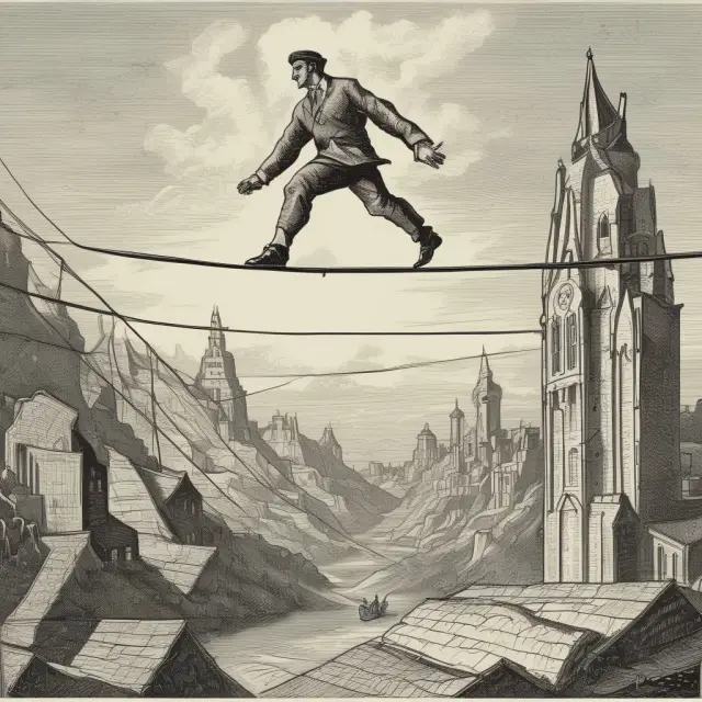 Trader maintaining balance between securities and liquidation margin on a tightrope