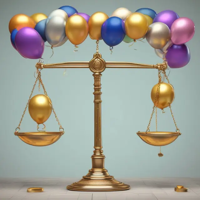 Golden chain symbolizing secured debt (liens) balances scale against balloons representing common stockholders during liquidation.