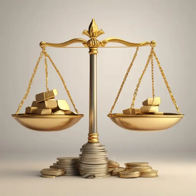 A golden scale weighs the net realizable value (NRV) of assets against total liabilities to determine liquidation value.
