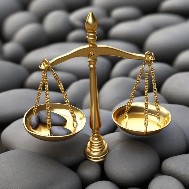 Golden scales balance intangible assets (feathers) and tangible assets (stones). Liquidation value represents the net worth of a company