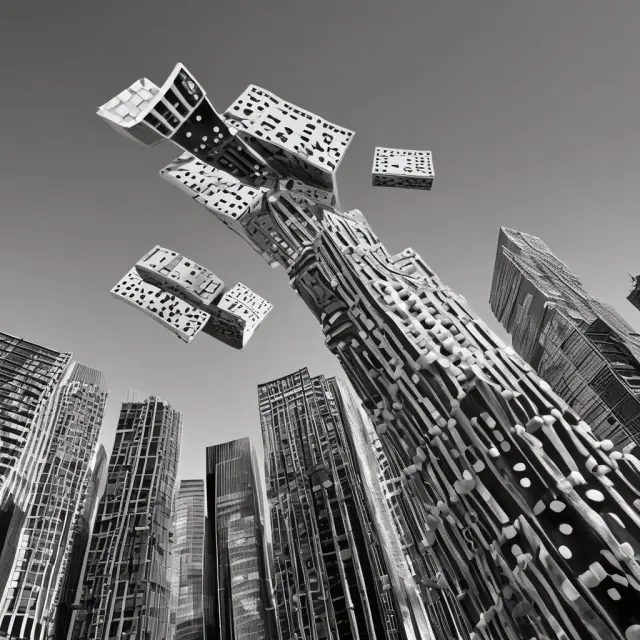 Liquidation of Lehman Brothers: Falling dominoes symbolizing asset distribution to creditors