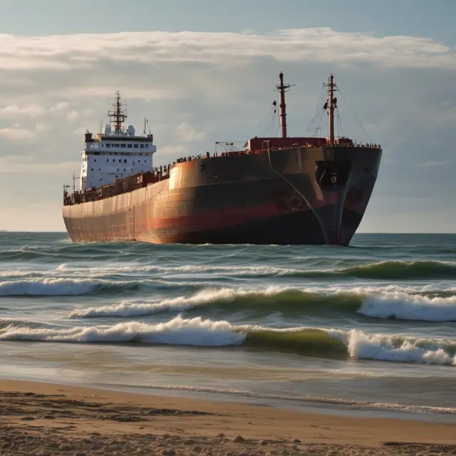 A ship struggling in shallow water as the financial tide recedes, representing the challenges of preventing and managing a liquidity crisis