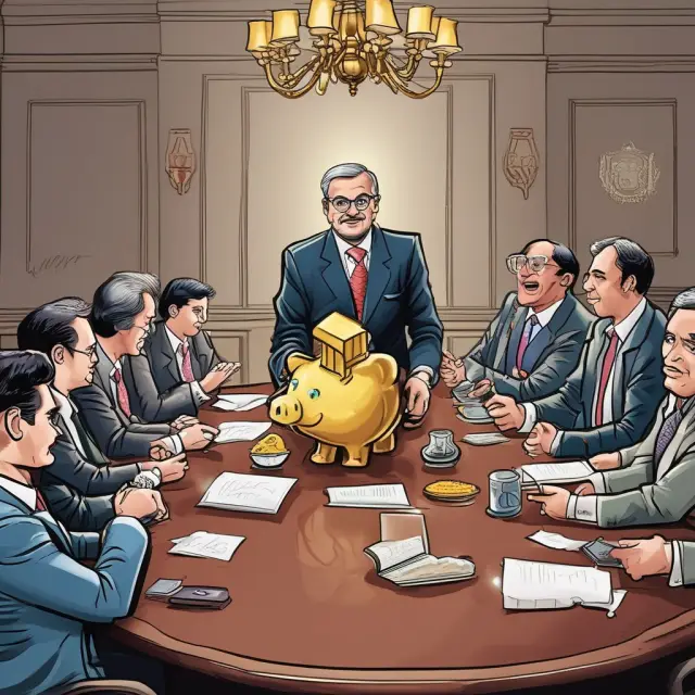 The RBI governor facilitates securities exchange between banks using a gold piggybank (representing the LAF) and an hourglass (symbolizing the time-sensitive nature of repo transactions)