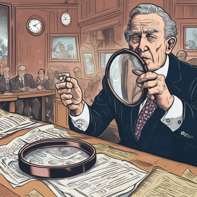 An image of the SEC meticulously examining an IPO document under a magnifying glass, symbolizing regulatory compliance and transparency
