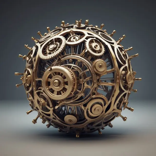 An orb representing liquidity risk, encircled by interlocking clockwork gears for regulatory frameworks and stress testing