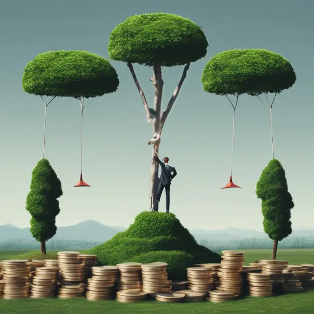 Investor managing liquidity risk through long and short hedges, with a tray of financial instruments and balancing scales. Keywords: hedging strategies, liquidity risk, investment, risk management.