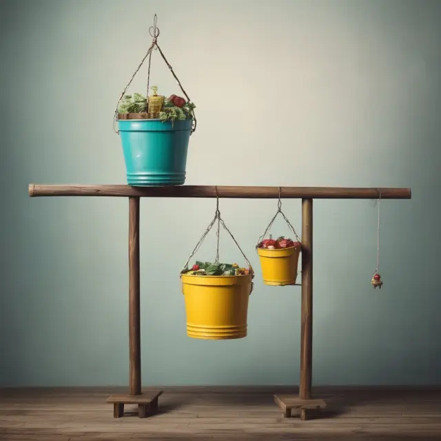 Market efficiency and price discovery balanced on a seesaw; liquidity bucket precariously hovers above.