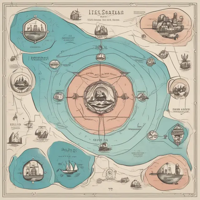An image of five interconnected seas symbolizing Forex, Treasury, Money Market, Stock Markets, and Futures Markets, each filled with numerous buyers and sellers ensuring easy transactions