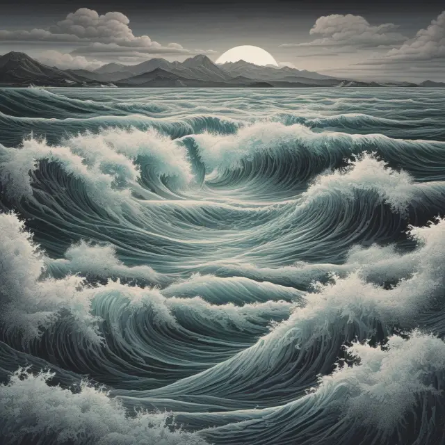 An underwater scene with tides symbolizing market volatility, investors represented as sailboats navigating the waves, with liquidity depicted as the depth and clarity of the water.