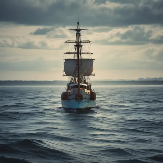 An investor sailing through a vast ocean dotted with liquid market islands, symbolizing the various investment opportunities available and accessible to investors in such markets.