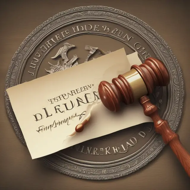 Gavel striking a legal document labeled