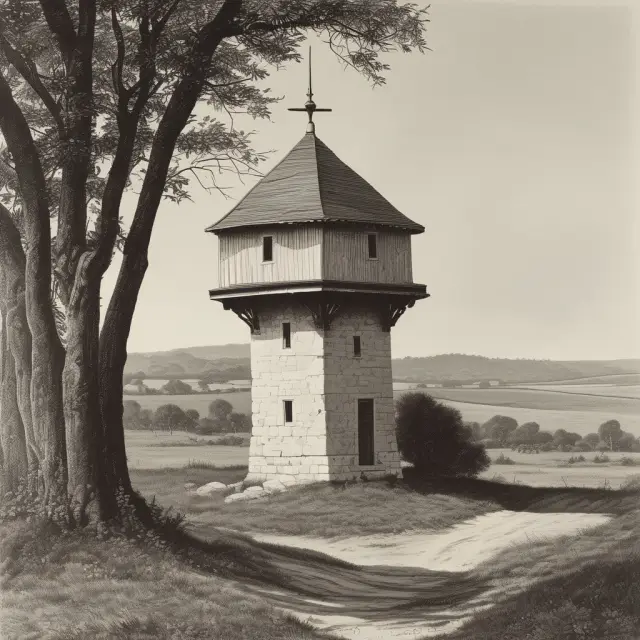An image of a medieval tower with a shield, representing the protection offered by filing a lis pendens during real property disputes