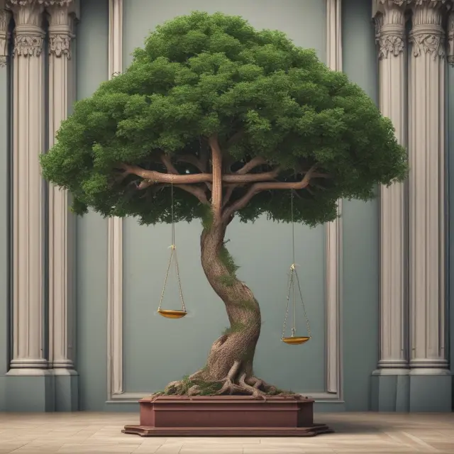 Tree shielding a property from legal dispute (lis pendens), illustrating risk management in real estate transactions