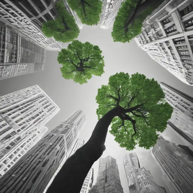 An illustration of a tree representing company growth, with the branches adorned with NYSE and Nasdaq leaves, symbolizing successful listing on these prestigious stock exchanges.