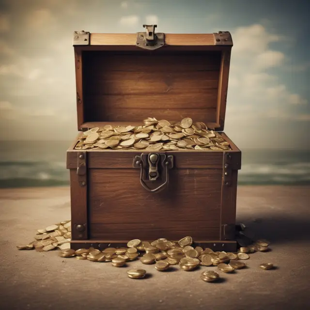 Entrepreneur weighing scales with a private treasure chest for unlisted companies and an open treasure trove for listed firms, symbolizing their distinct benefits and challenges.