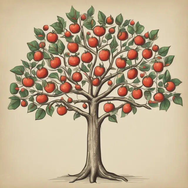 A tree with three branches, each bearing a different color fruit: a lemon for open listing, an orange for exclusive agency, and a red apple for exclusive right-to-sell real estate listings