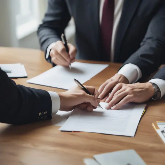 A person inking an exclusive agency listing agreement with a real estate broker, emphasizing dedication to selling their property through the broker