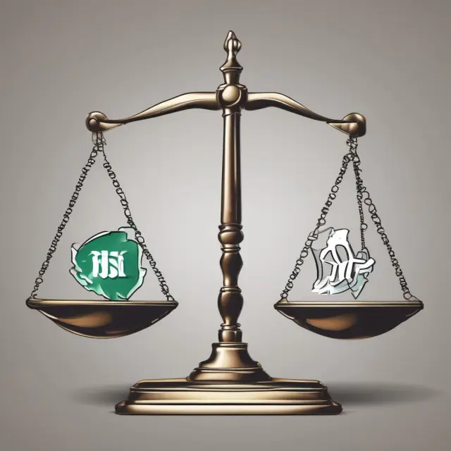 Stock exchange logo scale balancing, representing the decision between Nasdaq and NYSE listing fees.