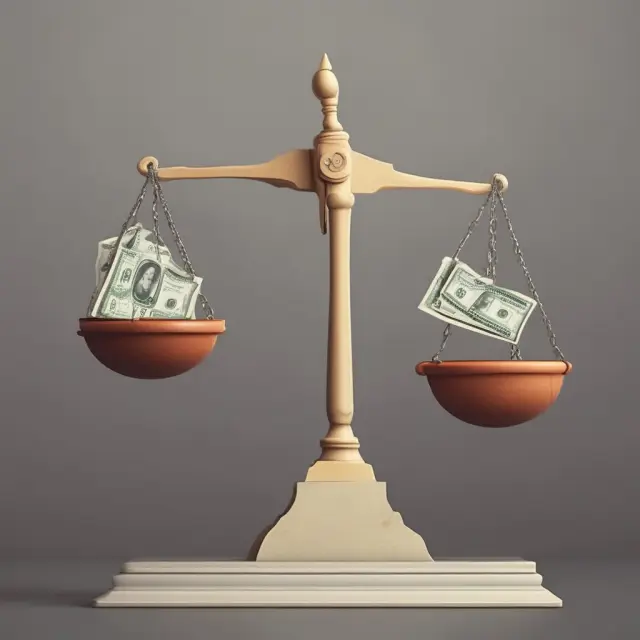Scale balancing between poverty line and living wage, reflecting financial stability
