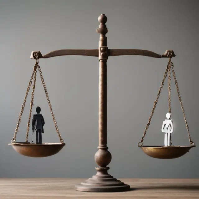 Scale illustrating the balance between a minimum wage worker and a living wage worker in the economic debate