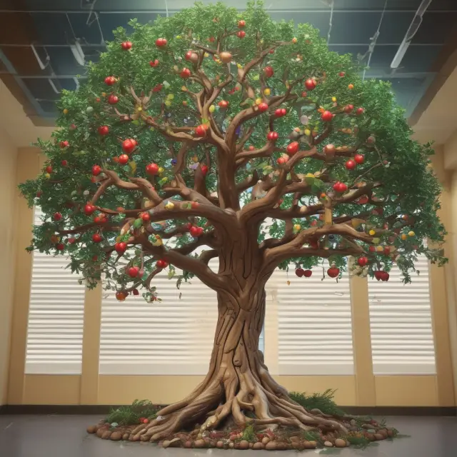 Image of a blooming tree with apples symbolizing various end-of-life care choices (organ donation, CPR, ventilation, dialysis, pain management, and care facilities)