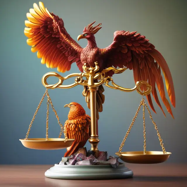 A pair of scales balanced between an LLC and a partnership, symbolizing their unique features. A phoenix rises in the background, signifying renewal and growth.