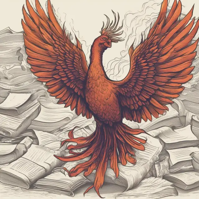 A mythical phoenix emerging from a stack of papers, illustrating the formation of an LLC