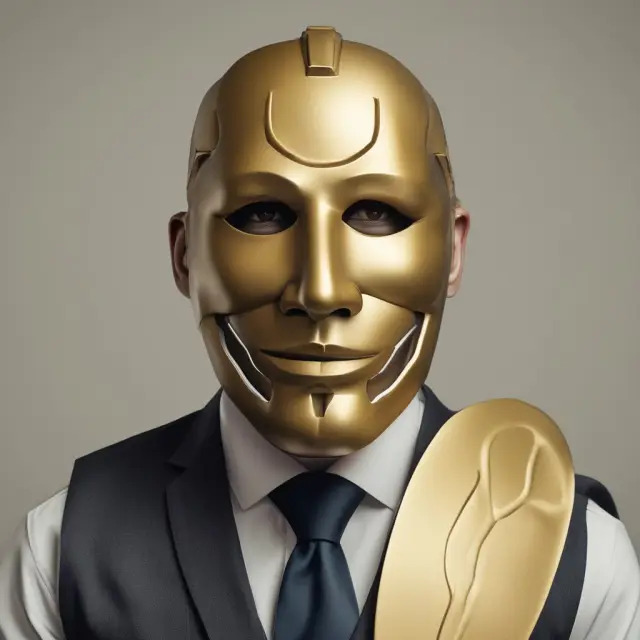 An ornate golden mask representing the Loan Life Coverage Ratio (LLCR) being lifted to reveal underlying weak periods in its financial analysis