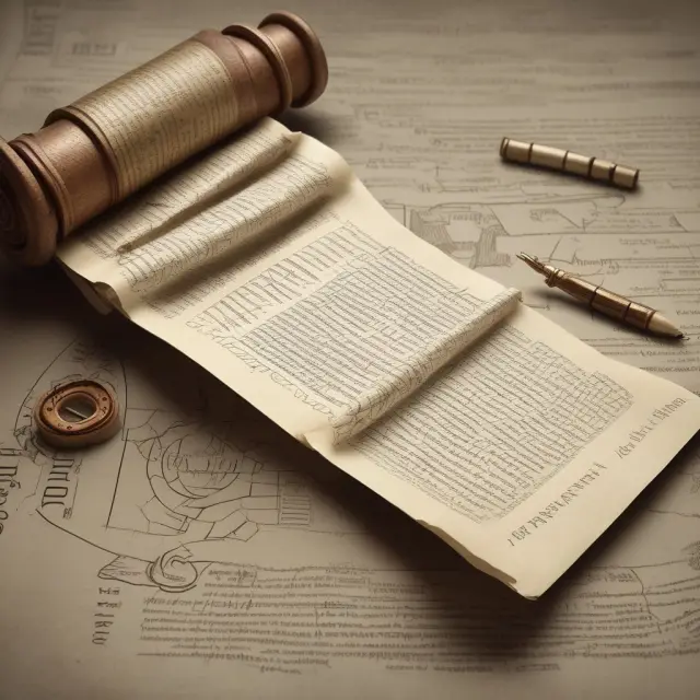 An ancient scroll unraveling with symbols for NPV, discount rate, cash flows, and LLCR.