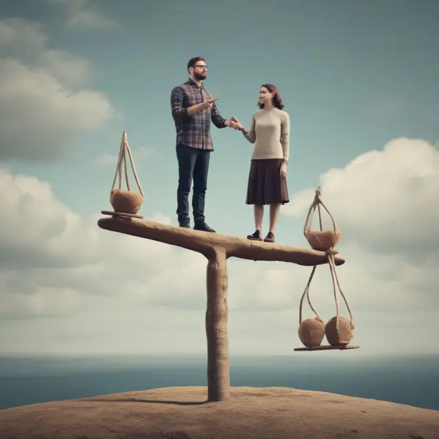 Borrower and lender on a seesaw, each side represents the party