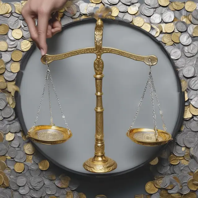 Two scales balance gold (front-load) and silver coins (back-load), illustrating mutual fund investment choices and fee impacts.