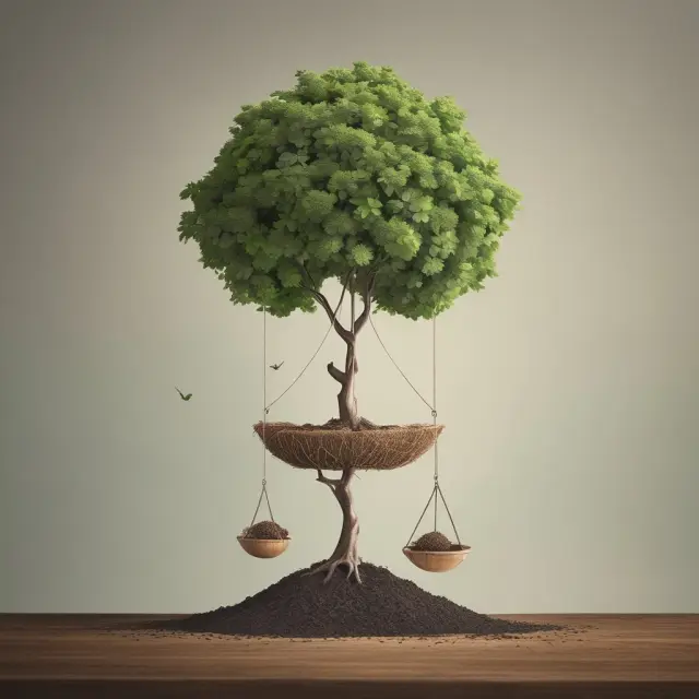 No-load funds as a seedling, growing freely without sales charges, contrasted with load funds represented by a tree burdened with a commission-hungry bird.