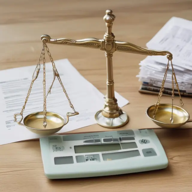 Image shows a balance scale comparing a credit report to loan application fees