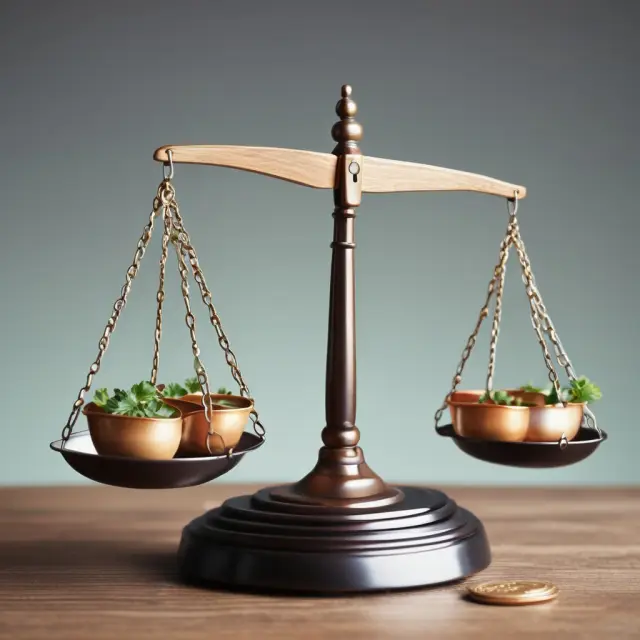 Balance scale comparing creditworthiness to loan application fees.
